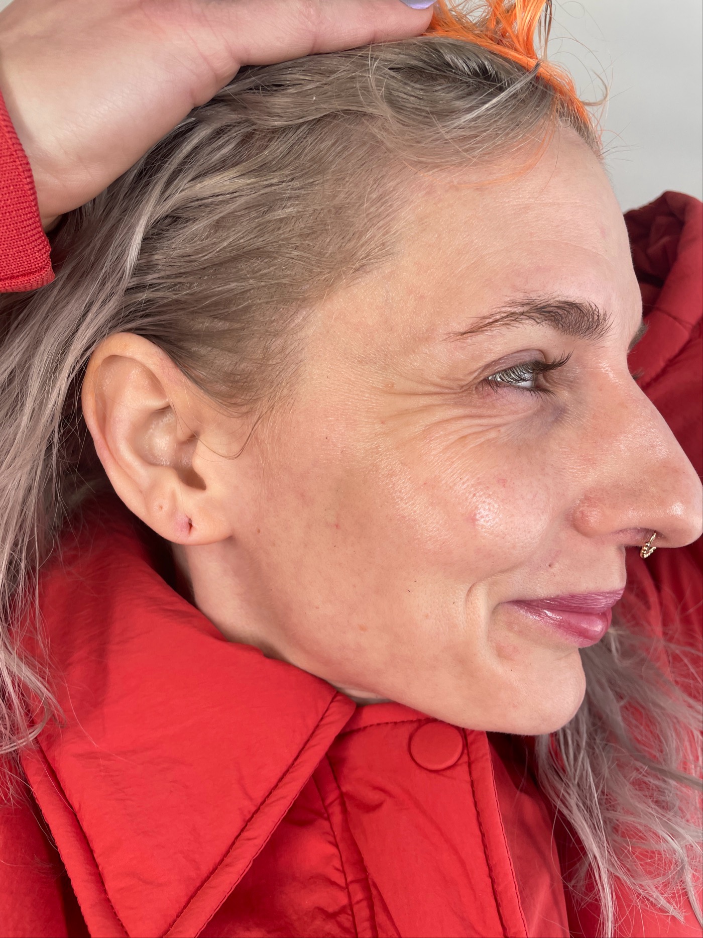 a close up of a person